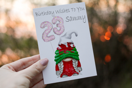 Welsh Gnome Age Birthday Card, Card for 23rd Birthday